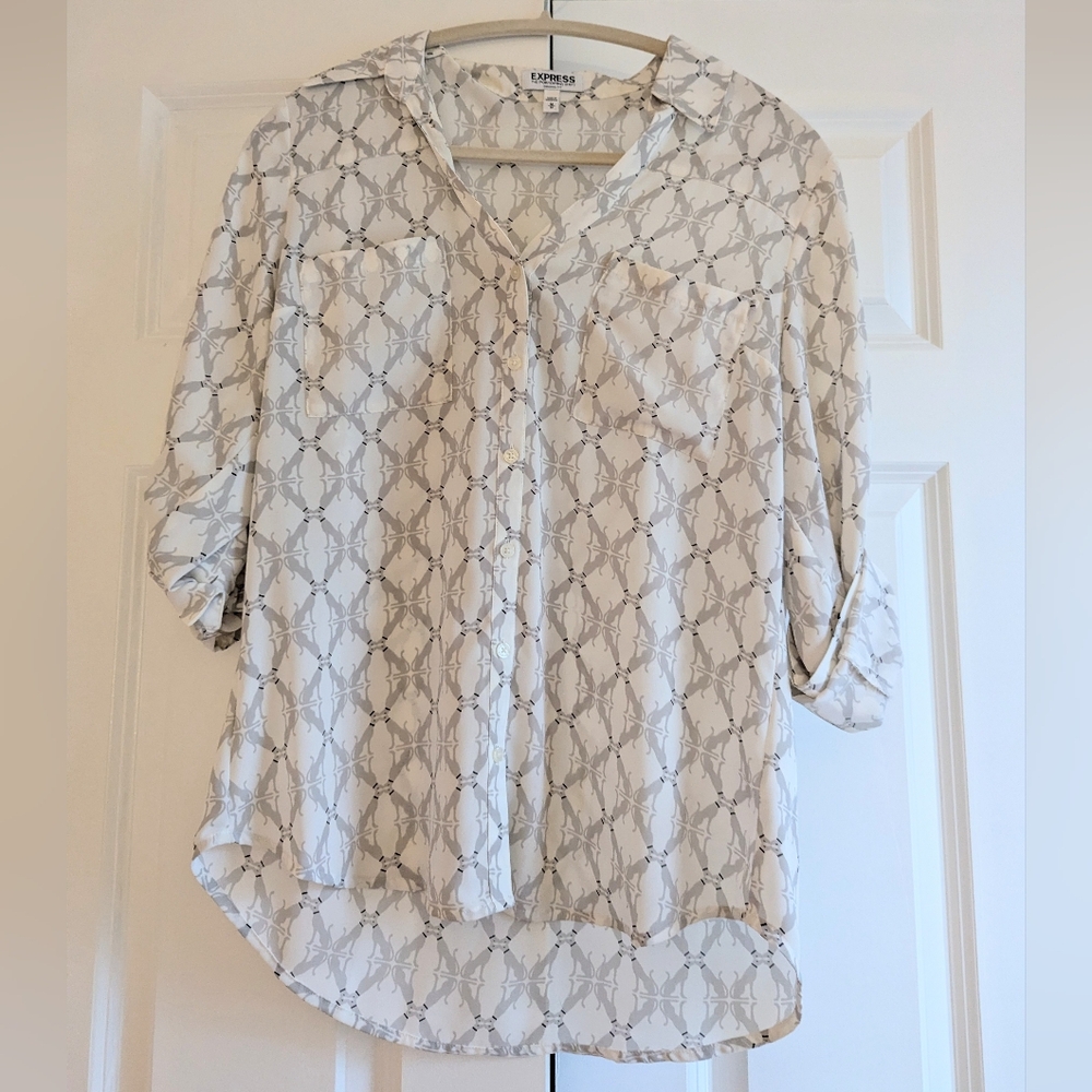Express Women's Greyhound Geometric Patterned Top